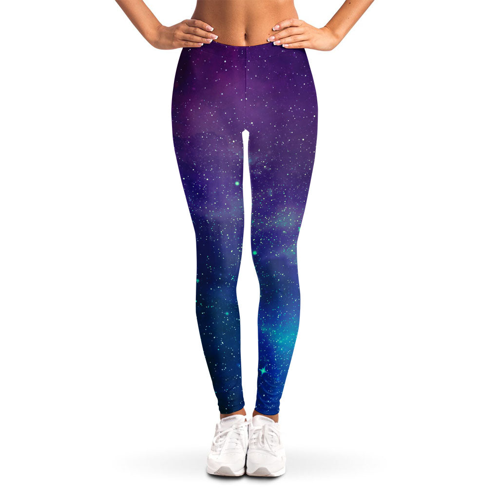 Purple Turquoise Galaxy Space Print Women's Leggings