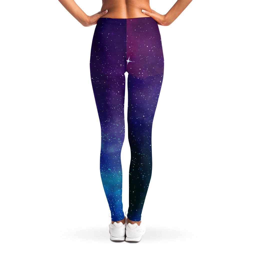 Purple Turquoise Galaxy Space Print Women's Leggings