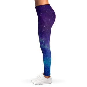 Purple Turquoise Galaxy Space Print Women's Leggings