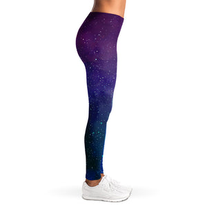 Purple Turquoise Galaxy Space Print Women's Leggings