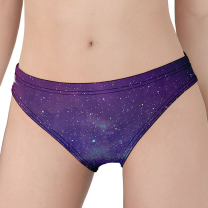 Purple Turquoise Galaxy Space Print Women's Panties