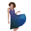 Purple Turquoise Galaxy Space Print Women's Sleeveless Dress