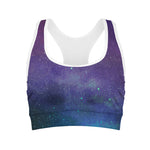 Purple Turquoise Galaxy Space Print Women's Sports Bra