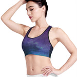 Purple Turquoise Galaxy Space Print Women's Sports Bra