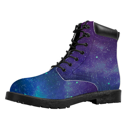 Purple Turquoise Galaxy Space Print Work Boots