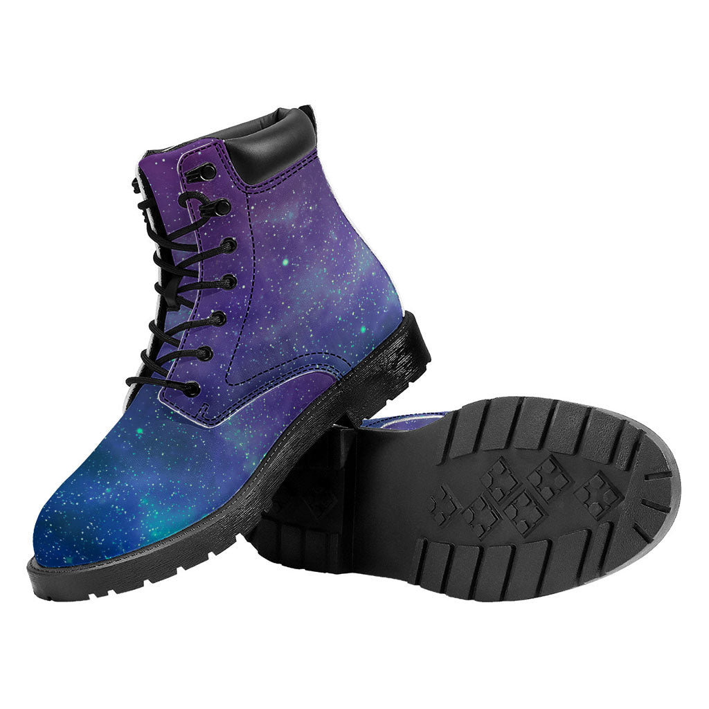 Purple Turquoise Galaxy Space Print Work Boots