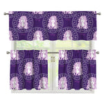 Purple Virgo Zodiac Pattern Print 3 Piece Kitchen Curtains