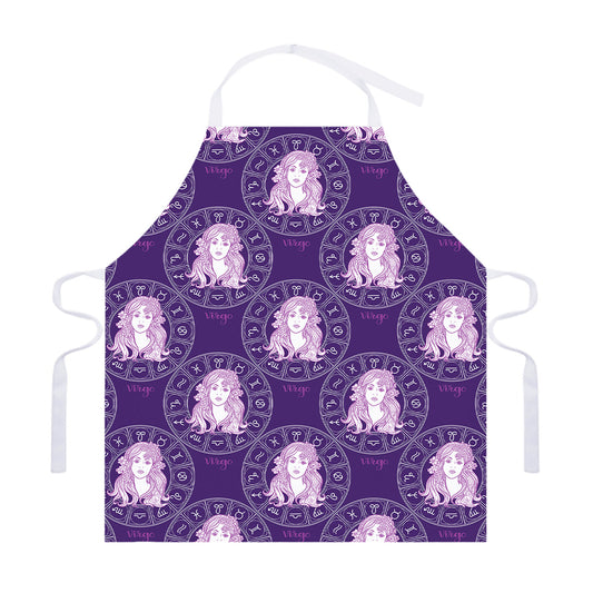 Purple Virgo Zodiac Pattern Print Adjustable Apron