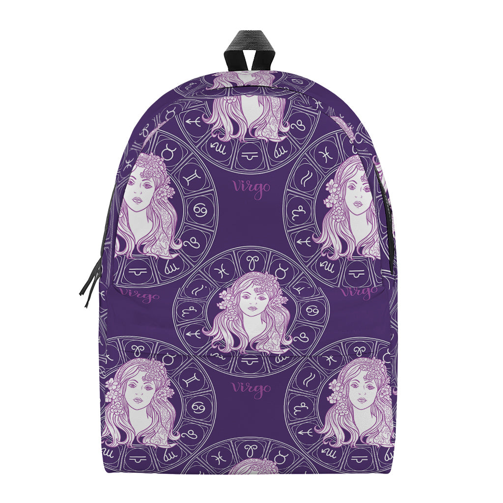 Purple Virgo Zodiac Pattern Print Backpack