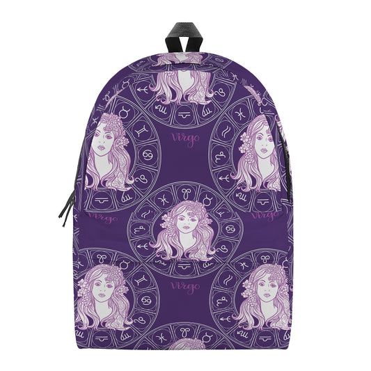 Purple Virgo Zodiac Pattern Print Backpack