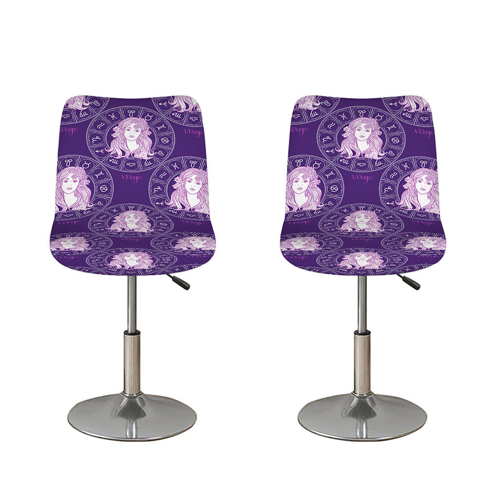 Purple Virgo Zodiac Pattern Print Bar Stool Covers