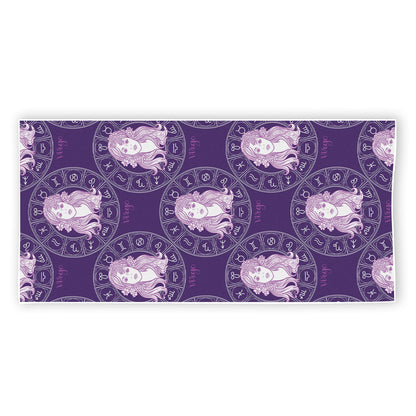 Purple Virgo Zodiac Pattern Print Beach Towel