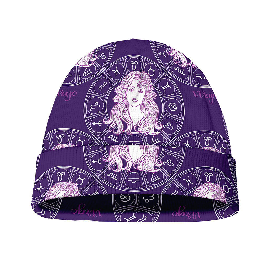 Purple Virgo Zodiac Pattern Print Beanie