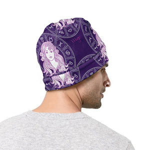 Purple Virgo Zodiac Pattern Print Beanie