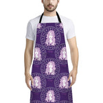 Purple Virgo Zodiac Pattern Print Bib Apron With Pocket