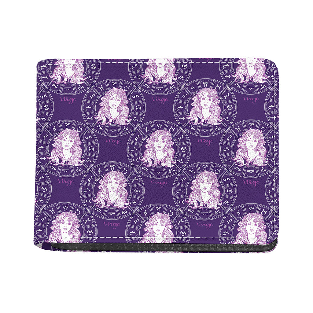 Purple Virgo Zodiac Pattern Print Bifold Wallet