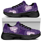 Purple Virgo Zodiac Pattern Print Black Chunky Shoes