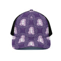 Purple Virgo Zodiac Pattern Print Black Mesh Trucker Hat