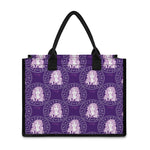 Purple Virgo Zodiac Pattern Print Canvas Tote Bag