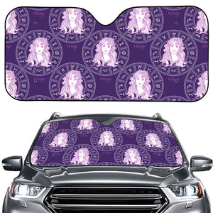 Purple Virgo Zodiac Pattern Print Car Windshield Sun Shade