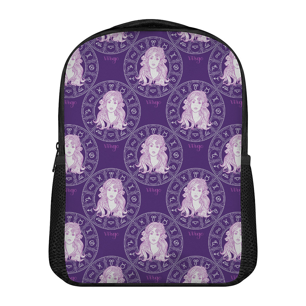 Purple Virgo Zodiac Pattern Print Casual Backpack