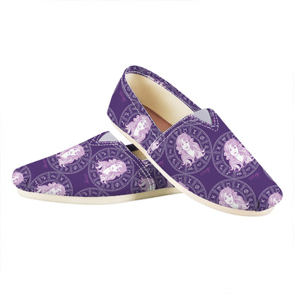 Purple Virgo Zodiac Pattern Print Casual Shoes