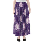 Purple Virgo Zodiac Pattern Print Chiffon Maxi Skirt