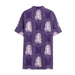 Purple Virgo Zodiac Pattern Print Cotton Hawaiian Shirt