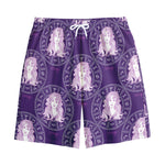 Purple Virgo Zodiac Pattern Print Cotton Shorts
