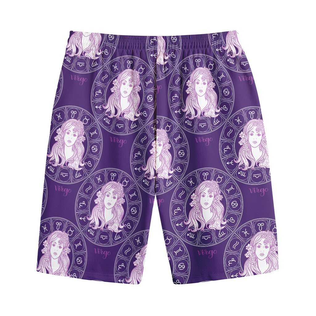 Purple Virgo Zodiac Pattern Print Cotton Shorts