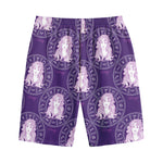 Purple Virgo Zodiac Pattern Print Cotton Shorts