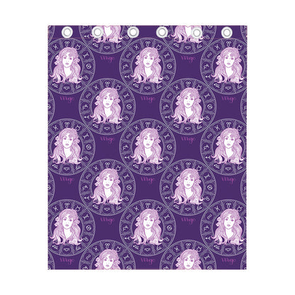 Purple Virgo Zodiac Pattern Print Curtain