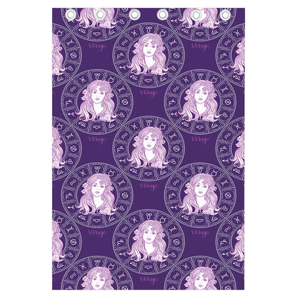 Purple Virgo Zodiac Pattern Print Curtain