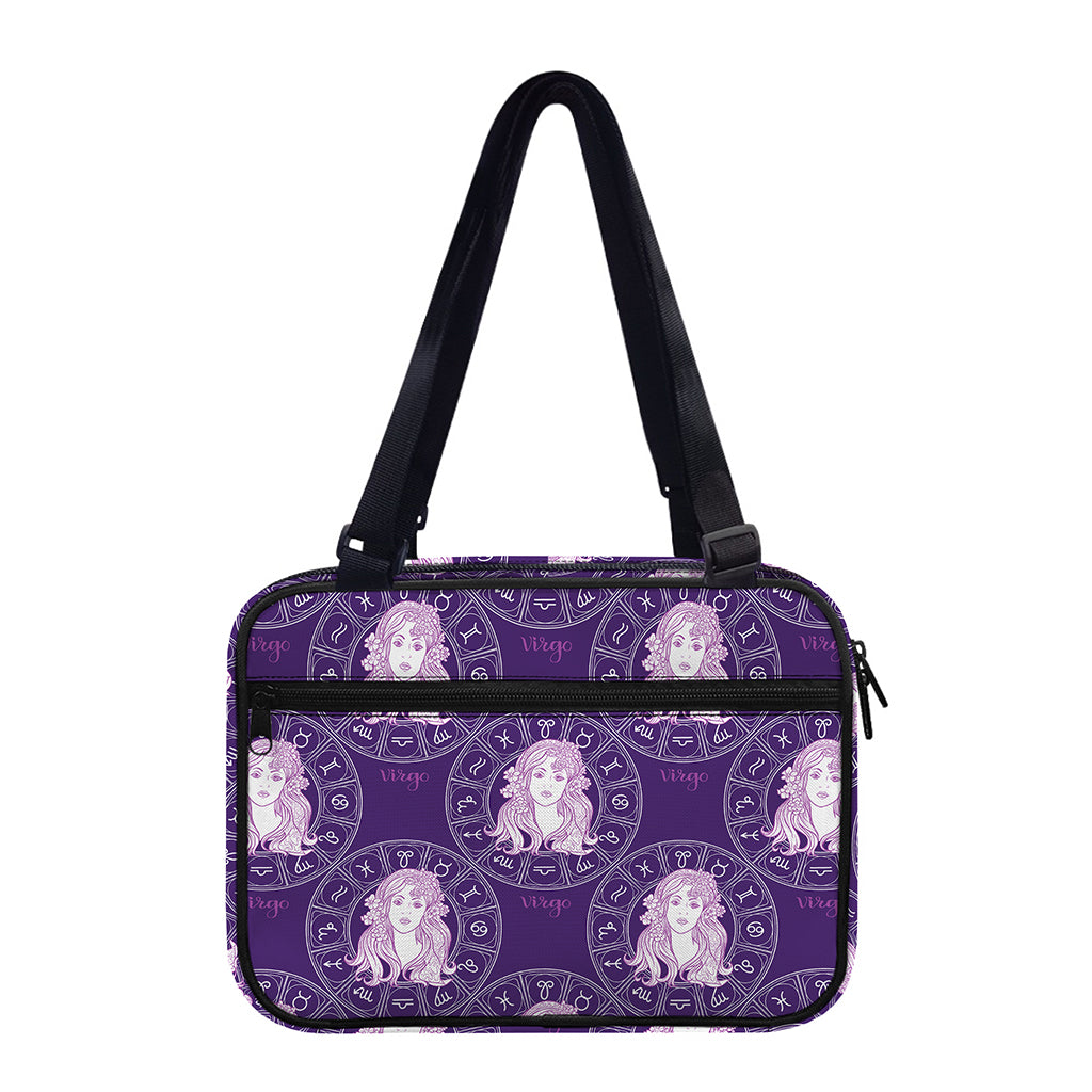 Purple Virgo Zodiac Pattern Print Double Strap Bible Bag