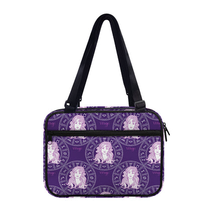 Purple Virgo Zodiac Pattern Print Double Strap Bible Bag