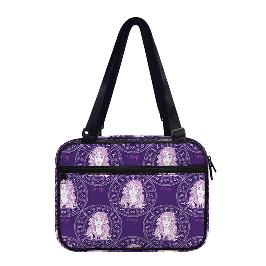 Purple Virgo Zodiac Pattern Print Double Strap Bible Bag