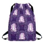 Purple Virgo Zodiac Pattern Print Drawstring Backpack