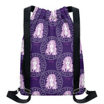 Purple Virgo Zodiac Pattern Print Drawstring Backpack