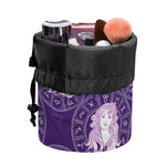 Purple Virgo Zodiac Pattern Print Drawstring Makeup Bag