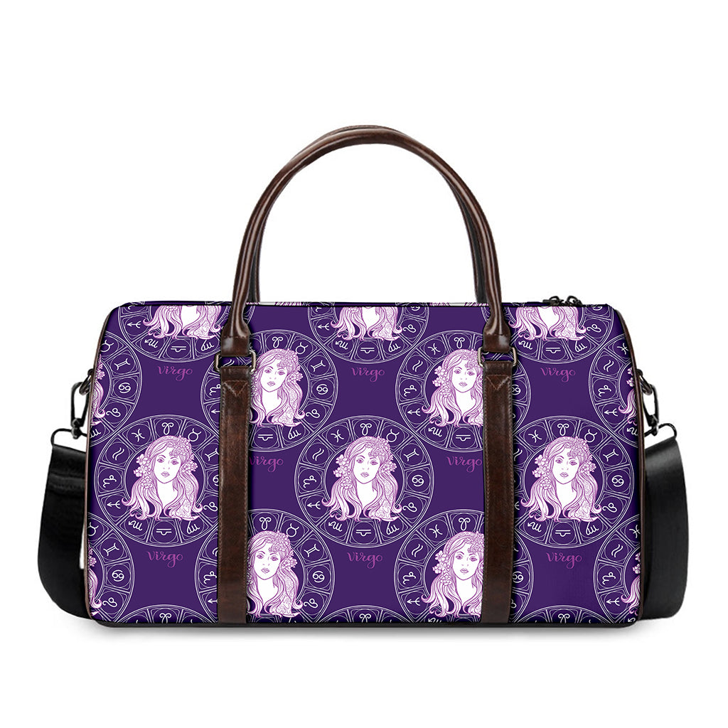 Purple Virgo Zodiac Pattern Print Duffle Bag