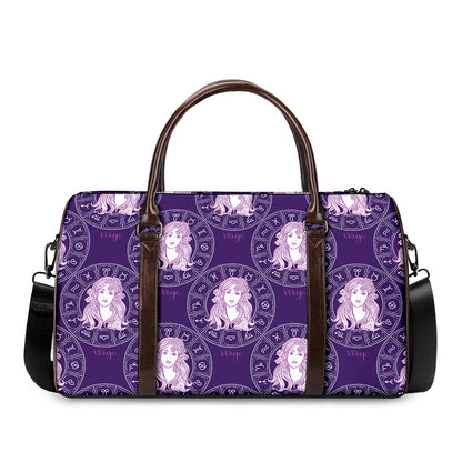 Purple Virgo Zodiac Pattern Print Duffle Bag