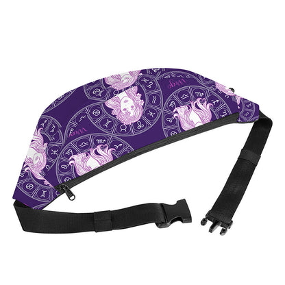 Purple Virgo Zodiac Pattern Print Fanny Pack