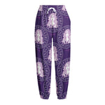 Purple Virgo Zodiac Pattern Print Fleece Lined Knit Pants