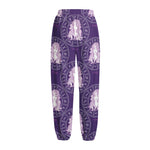 Purple Virgo Zodiac Pattern Print Fleece Lined Knit Pants