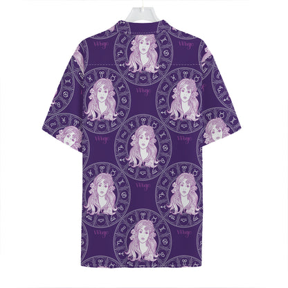 Purple Virgo Zodiac Pattern Print Hawaiian Shirt