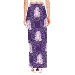 Purple Virgo Zodiac Pattern Print High Slit Maxi Skirt