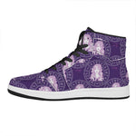 Purple Virgo Zodiac Pattern Print High Top Leather Sneakers