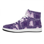 Purple Virgo Zodiac Pattern Print High Top Leather Sneakers