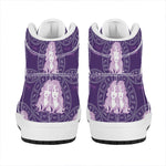 Purple Virgo Zodiac Pattern Print High Top Leather Sneakers