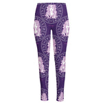 Purple Virgo Zodiac Pattern Print High-Waisted Pocket Leggings